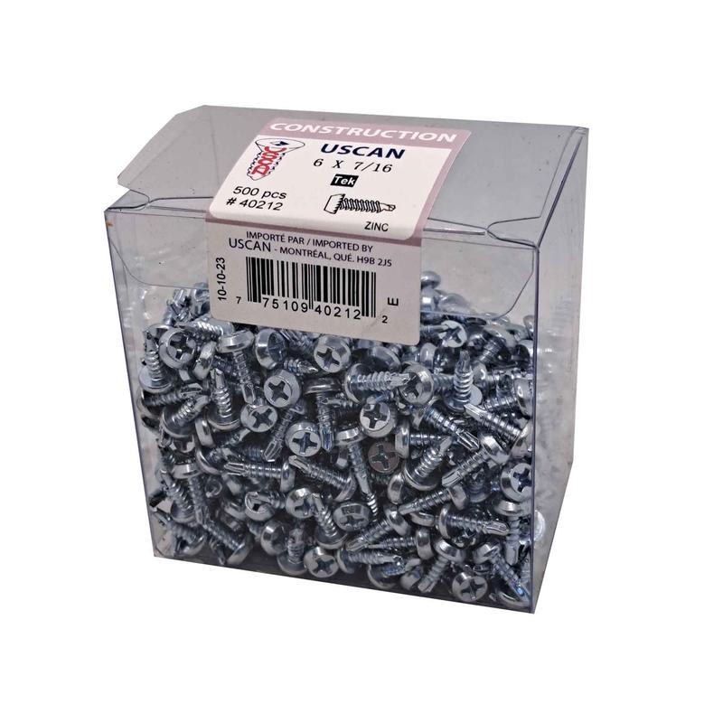 Vis "Tek" plaque zinc pour charpente mtallique, #6x 7/16" (500 units)