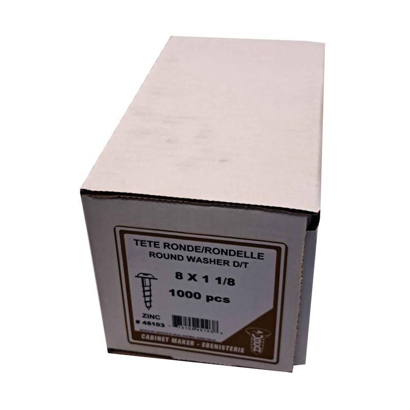 Vis  tte ronde avec rondelle intgre plaque zinc, #8x1-1/8" (1000 units)