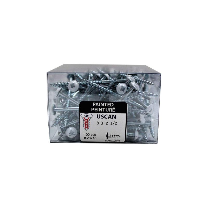 Vis  tte ronde blanche avec rondelle intgre, #8x2-1/2" (100 units)