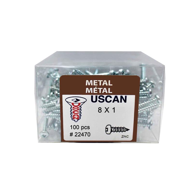 Vis  tte ronde plaque zinc pour mtal, #8 x 1" (100 units)