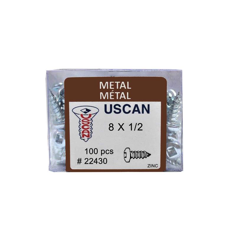 Vis  tte ronde plaque zinc pour mtal, #8x 1/2" (100 units)