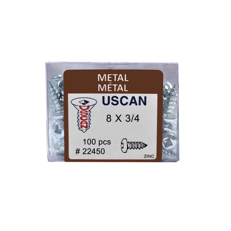 Vis  tte ronde plaque zinc pour mtal, #8x 3/4" (100 units)