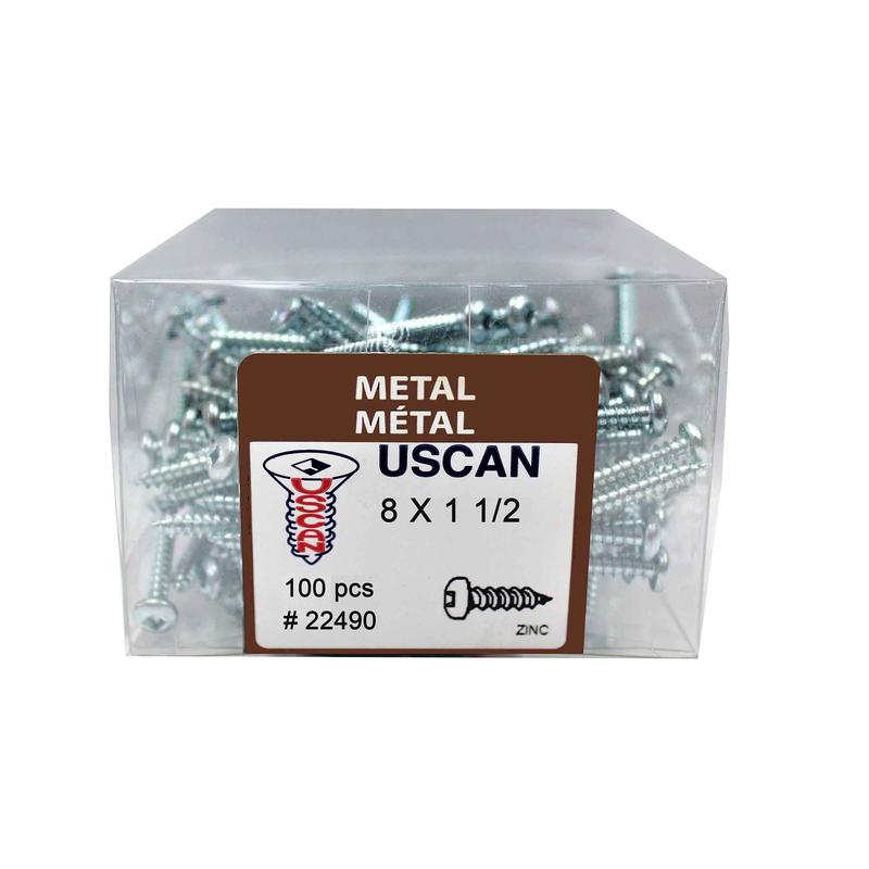 Vis  tte ronde plaque zinc pour mtal, #8x1-1/2" (100 units)