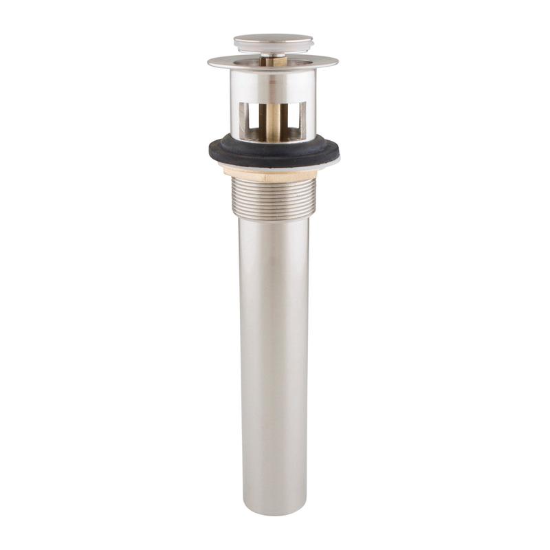 Bonde escamotable pour lavabo avec trop-plein, 1-1/4" x 8" (nickel satin)