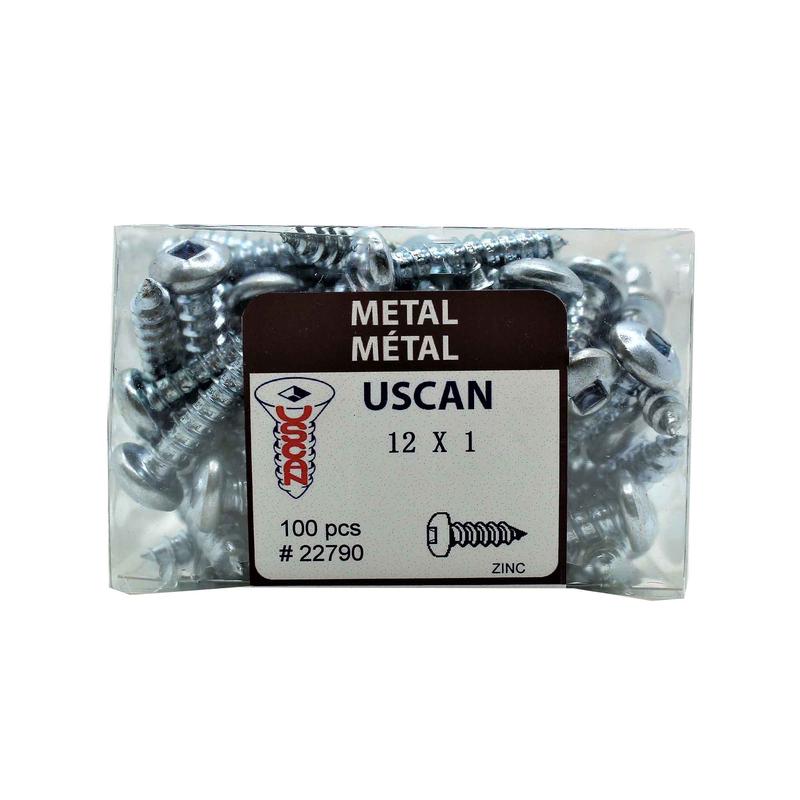 Vis  tte ronde plaque zinc pour mtal, #12 x 1" (100 units)