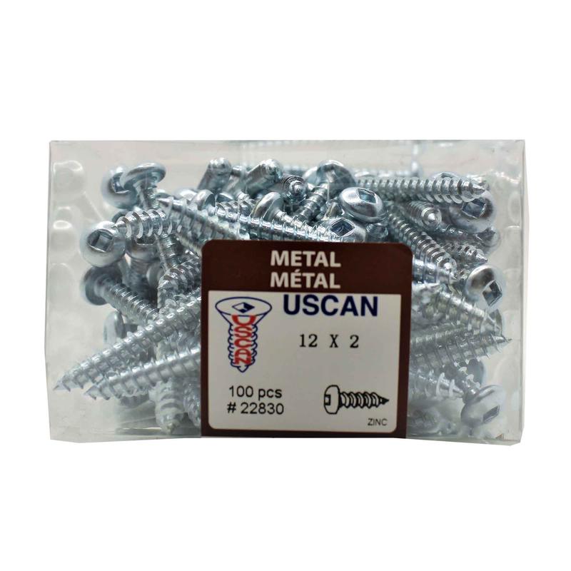 Vis  tte ronde plaque zinc pour mtal, #12 x 2" (100 units)