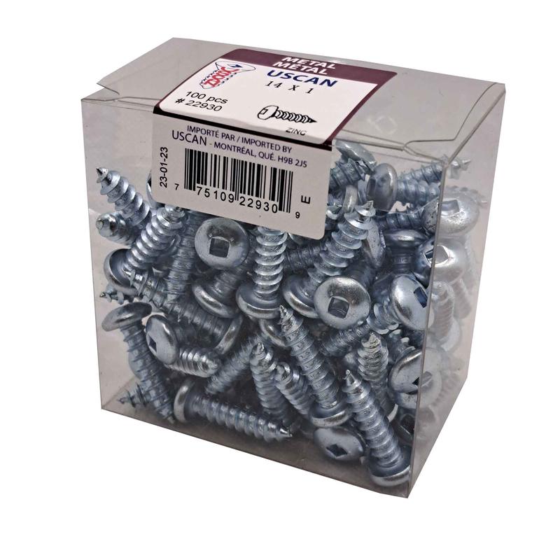 Vis  tte ronde plaque zinc pour mtal, #14 x 1" (100 units)