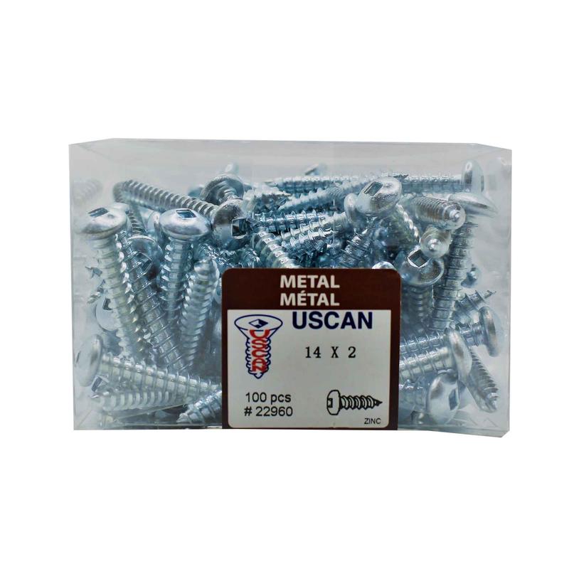 Vis  tte ronde plaque zinc pour mtal, #14 x 2" (100 units)