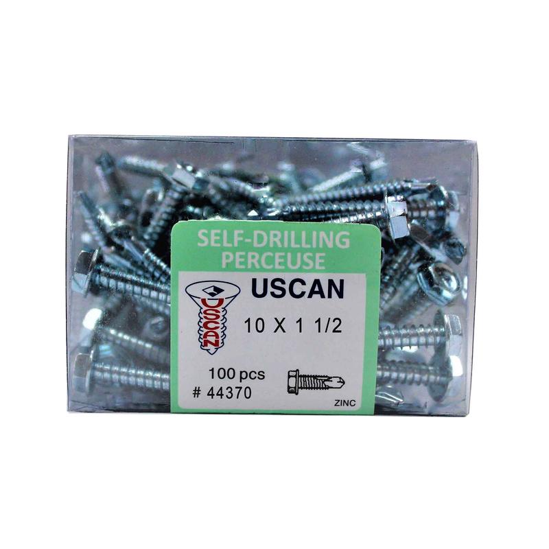 Vis autoperceuse  tte hexagonale plaque zinc "Tek" pour le mtal, #10-16 x 1-1/2" (100 units)