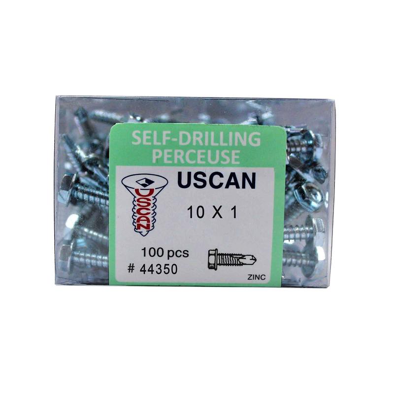 Vis autoperceuse  tte hexagonale plaque zinc "Tek" pour le mtal, #10-16 x 1" (100 units)