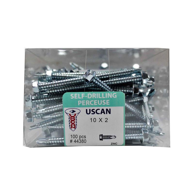 Vis autoperceuse  tte hexagonale plaque zinc "Tek" pour le mtal, #10-16 x 2" (100 units)