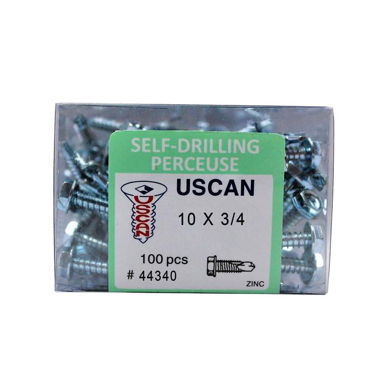 Vis autoperceuse  tte hexagonale plaque zinc "Tek" pour le mtal, #10-16 x 3/4" (100 units)