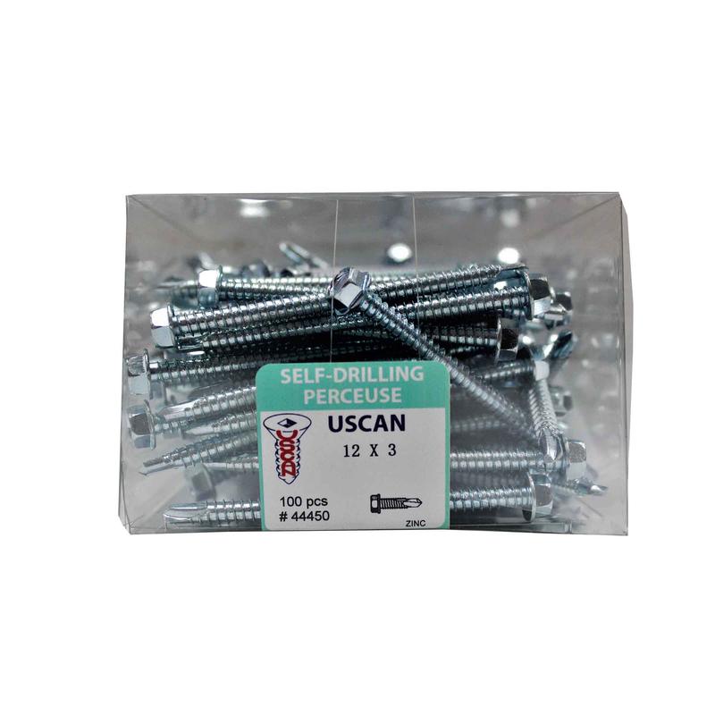 Vis autoperceuse  tte hexagonale plaque zinc "Tek" pour le mtal, #12-14 x 3" (100 units)