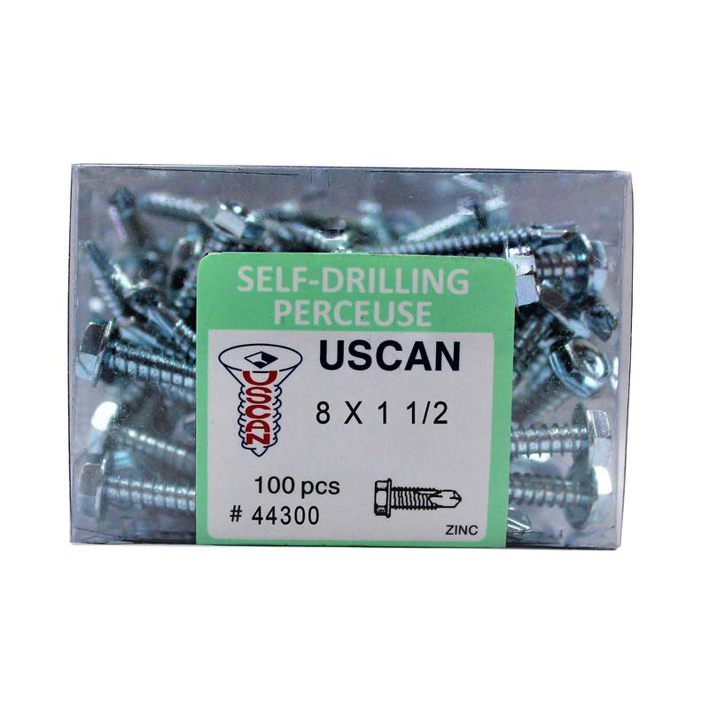 Vis autoperceuse  tte hexagonale plaque zinc "Tek" pour le mtal, #8-18 x 1-1/2" (100 units)