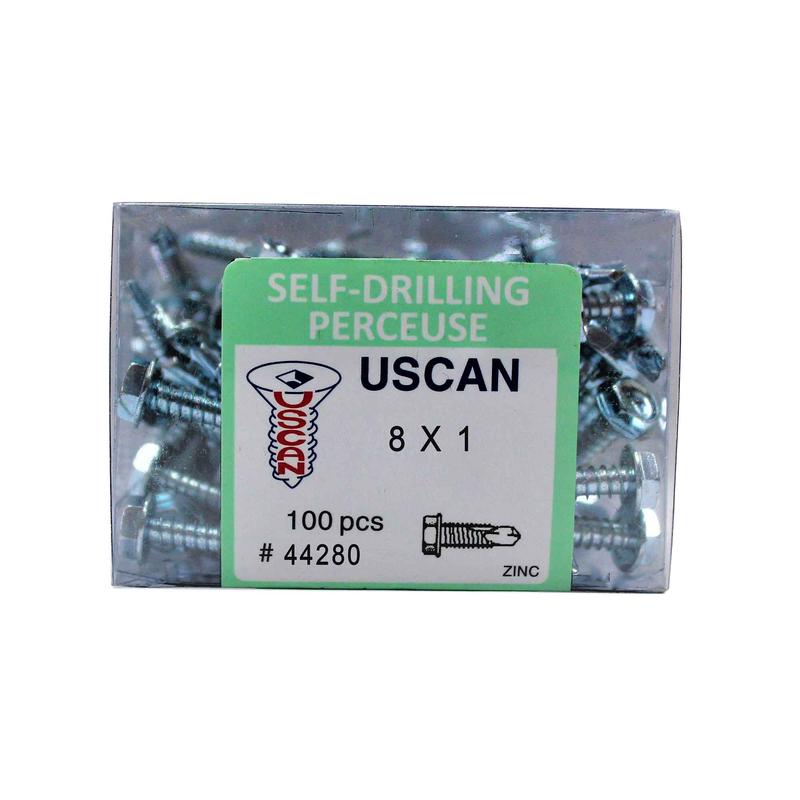 Vis autoperceuse  tte hexagonale plaque zinc "Tek" pour le mtal, #8-18 x 1" (100 units)