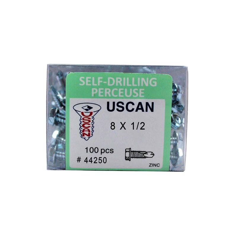 Vis autoperceuse  tte hexagonale plaque zinc "Tek" pour le mtal, #8-18 x 1/2" (100 units)