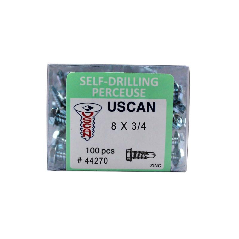 Vis autoperceuse  tte hexagonale plaque zinc "Tek" pour le mtal, #8-18 x 3/4" (100 units)