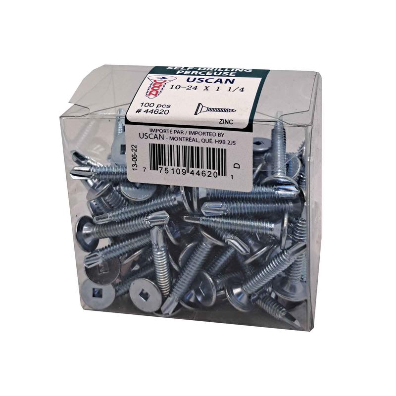 Vis autoperceuse  tte mince plaque zinc "Tek" pour le mtal, #10-24 x 1-1/4" (100 units)