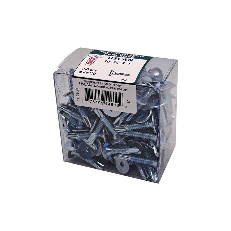 Vis autoperceuse  tte mince plaque zinc "Tek" pour le mtal, #10-24 x 1" (100 units)