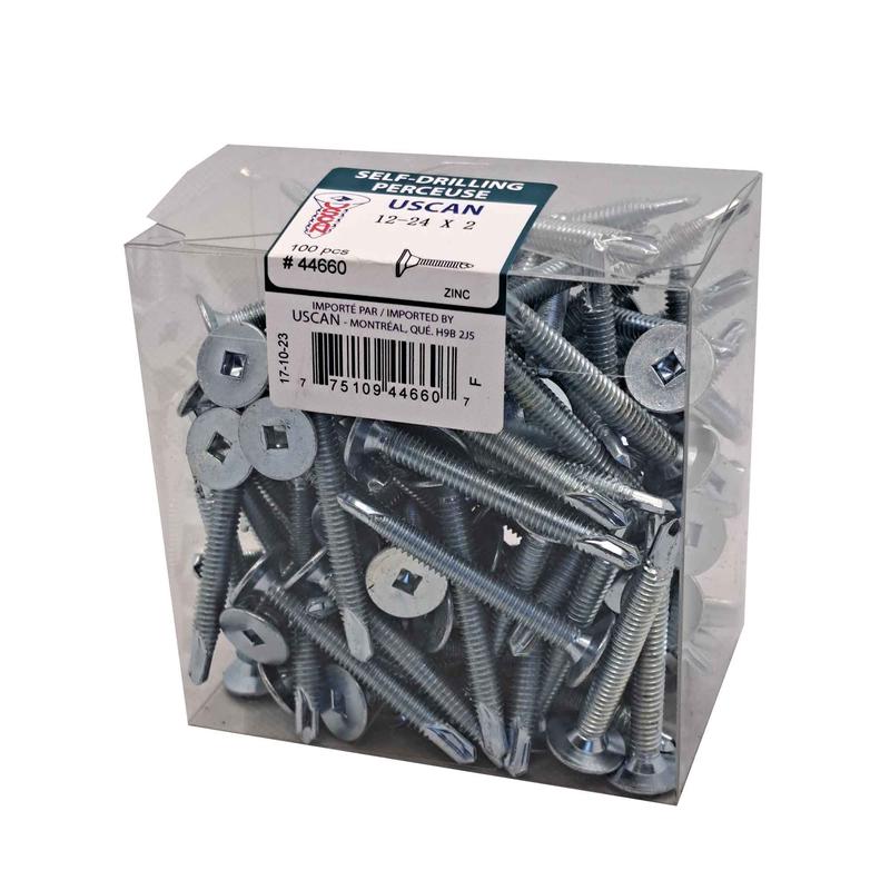 Vis autoperceuse  tte mince plaque zinc "Tek" pour le mtal, #12-24 x 2" (100 units)
