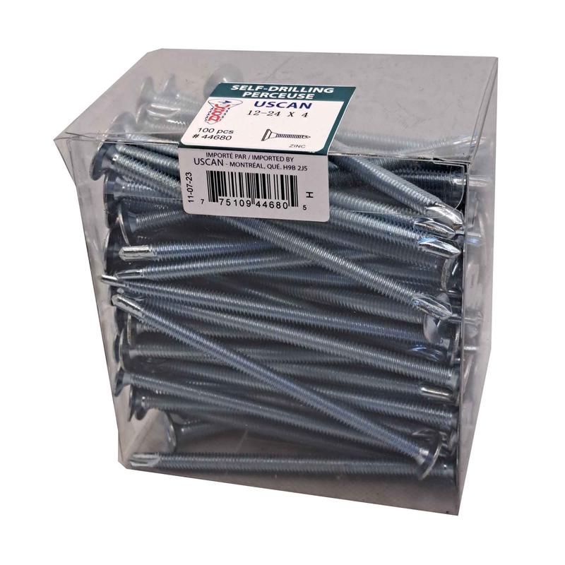 Vis autoperceuse  tte mince plaque zinc "Tek" pour le mtal, #12-24 x 4" (100 units)