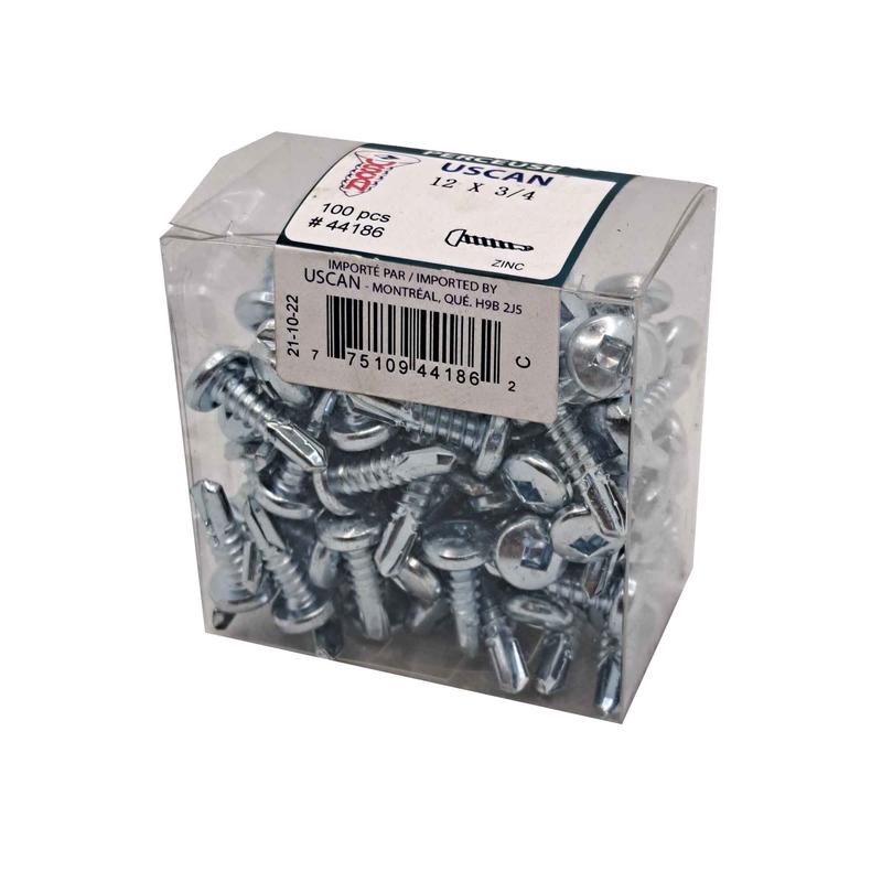 Vis autoperceuse  tte ronde plaque zinc "Tek" pour le mtal, #12-14 x 3/4" (100 units)