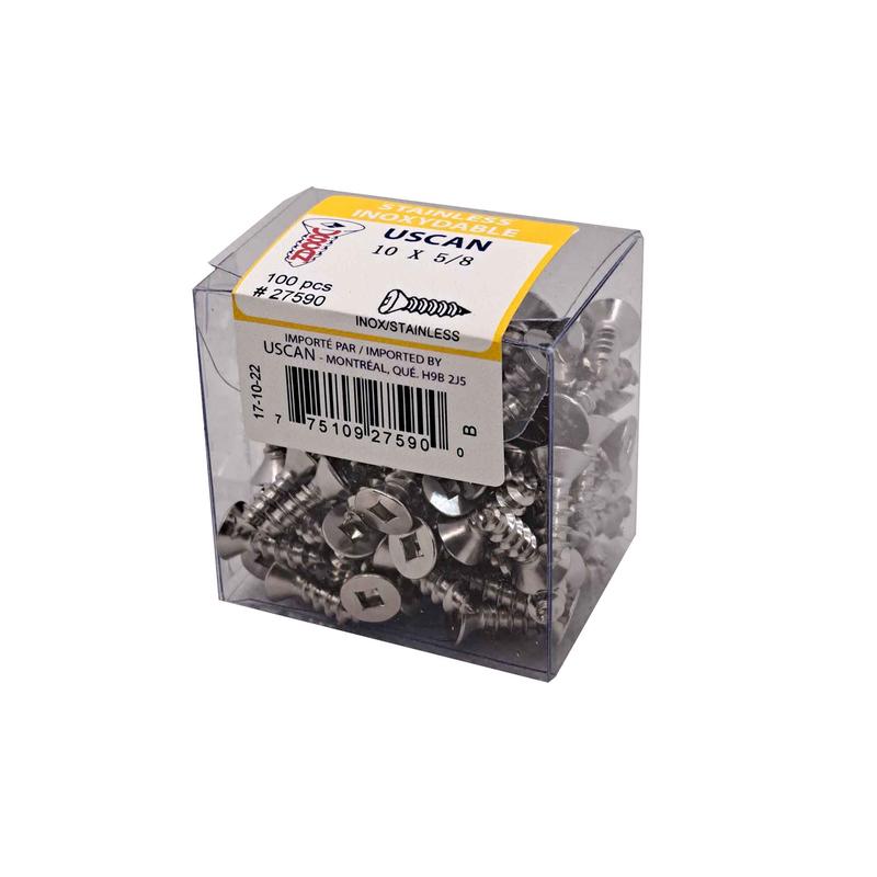Vis en acier inoxydable  tte plate pour mtal, #10x 5/8" (100 units)