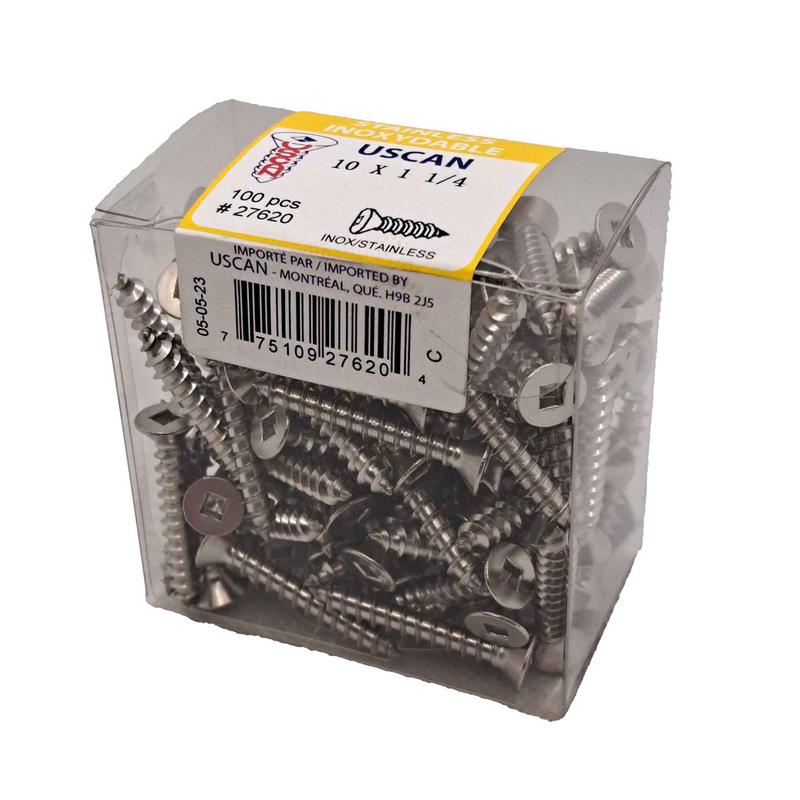 Vis en acier inoxydable  tte plate pour mtal, #10x1-1/4" (100 units)