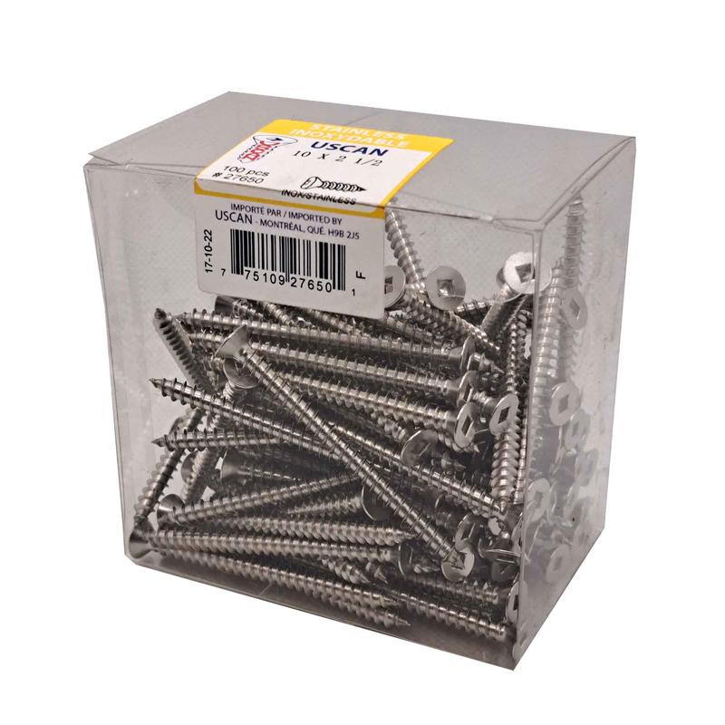 Vis en acier inoxydable  tte plate pour mtal, #10x2-1/2" (100 units)