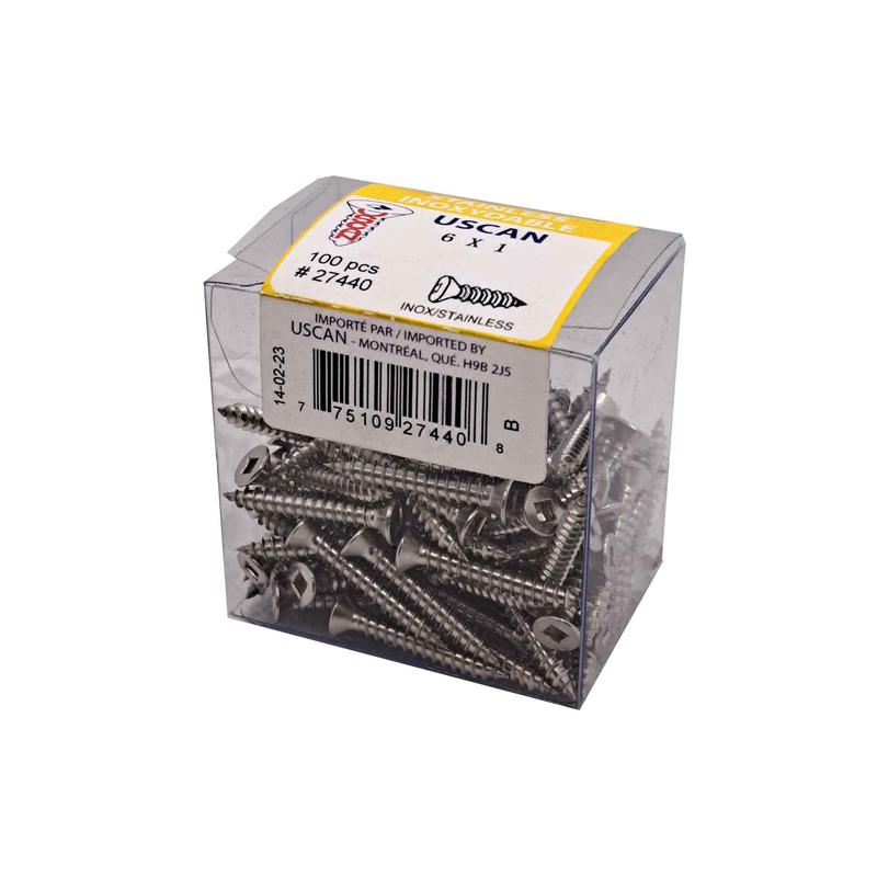 Vis en acier inoxydable  tte plate pour mtal, #6 x 1" (100 units)