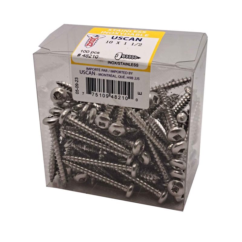Vis en acier inoxydable  tte ronde pour mtal, #10 x 1-1/2" (100 units)