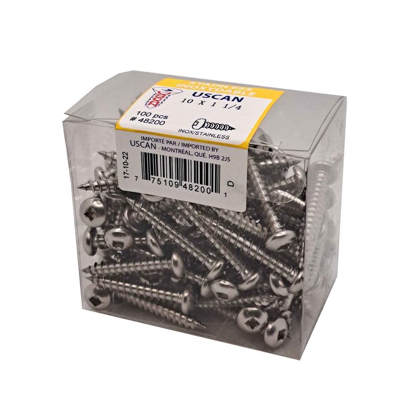 Vis en acier inoxydable  tte ronde pour mtal, #10 x 1-1/4" (100 units)