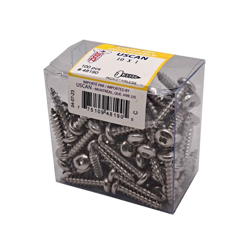 Vis en acier inoxydable  tte ronde pour mtal, #10 x 1" (100 units)