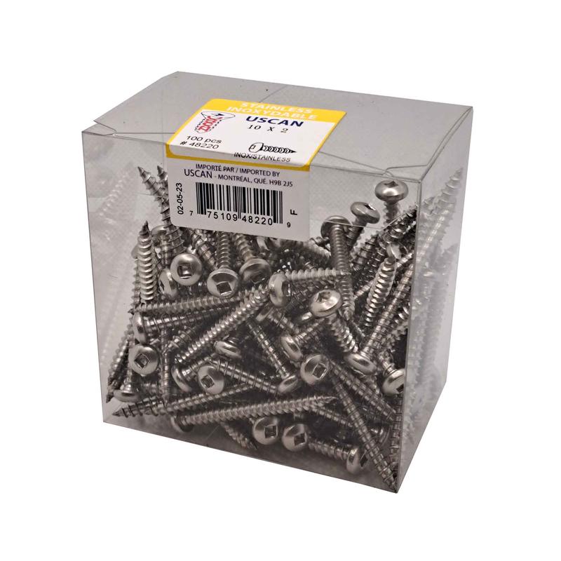 Vis en acier inoxydable  tte ronde pour mtal, #10 x 2" (100 units)