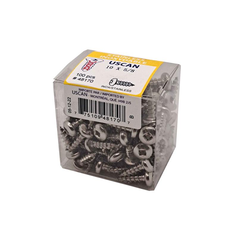 Vis en acier inoxydable  tte ronde pour mtal, #10 x 5/8" (100 units)