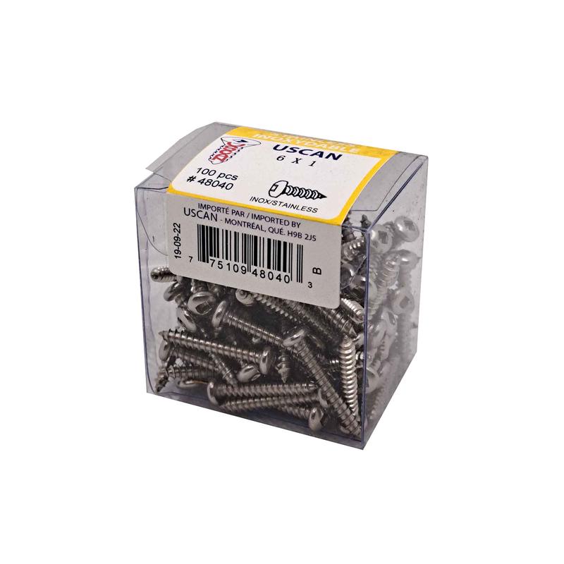 Vis en acier inoxydable  tte ronde pour mtal, #6 x 1" (100 units)
