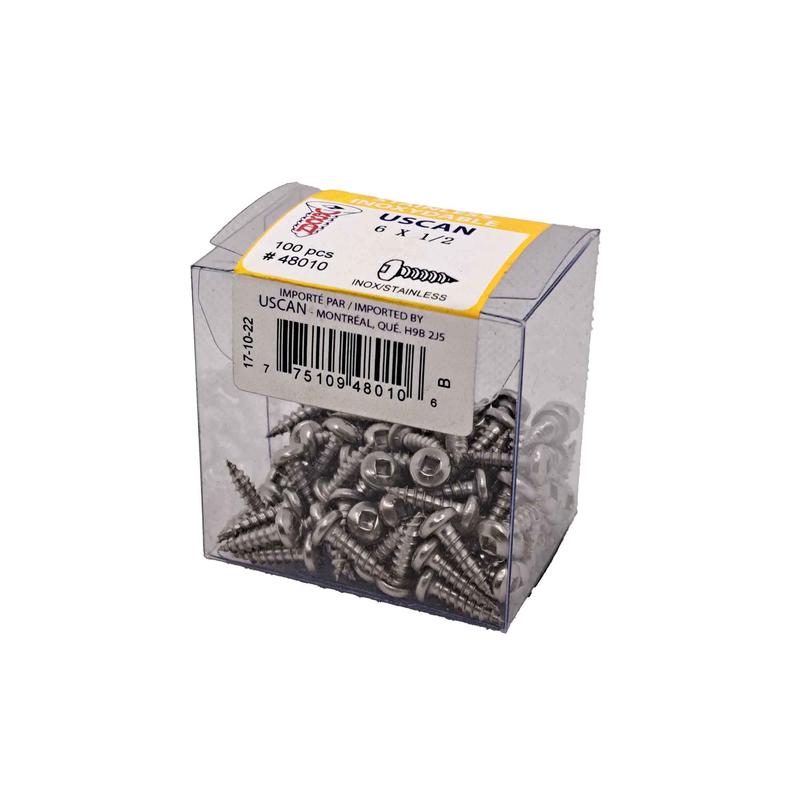 Vis en acier inoxydable  tte ronde pour mtal, #6 x 1/2" (100 units)