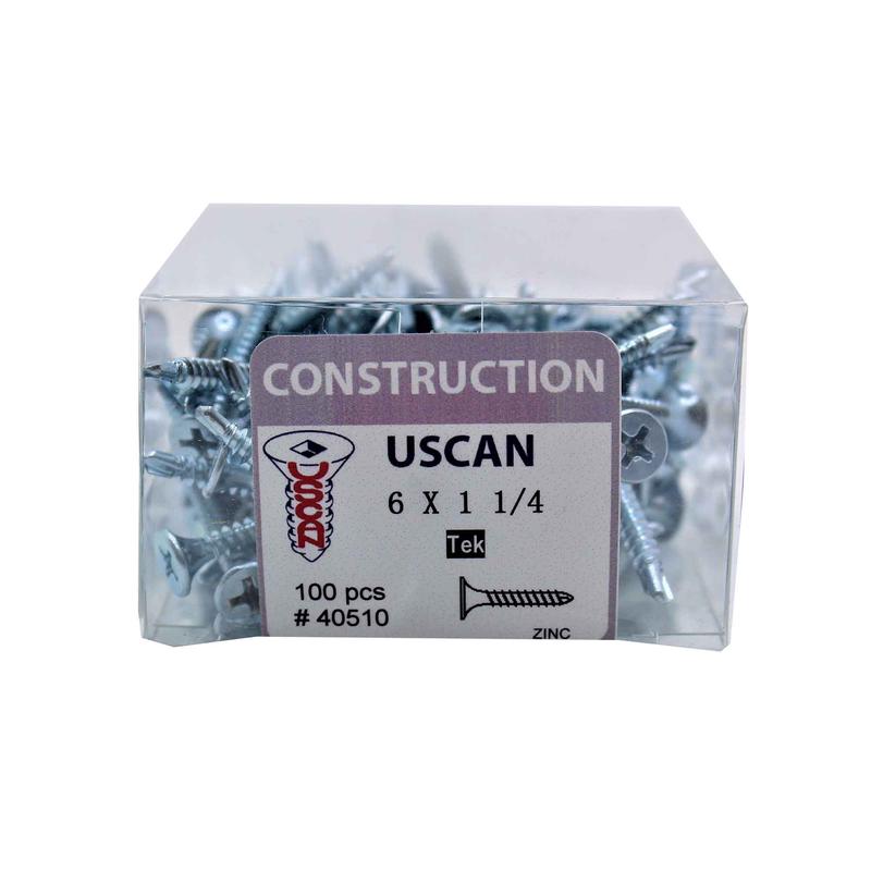 Vis plaque zinc pour cloisons sches "Tek" typeS-12, #6x1-1/4" (100 units)