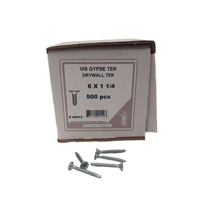 Vis plaque zinc pour cloisons sches "Tek" typeS-12, #6x1-1/4" (500 units)