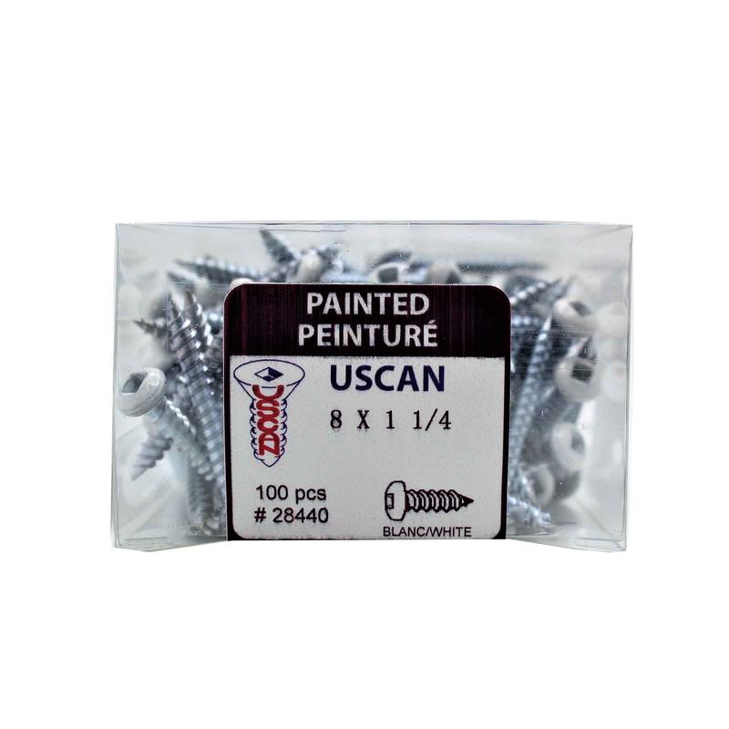 Vis  tte ronde de couleur blanche pour mtal, #8x1-1/4" (100 units)