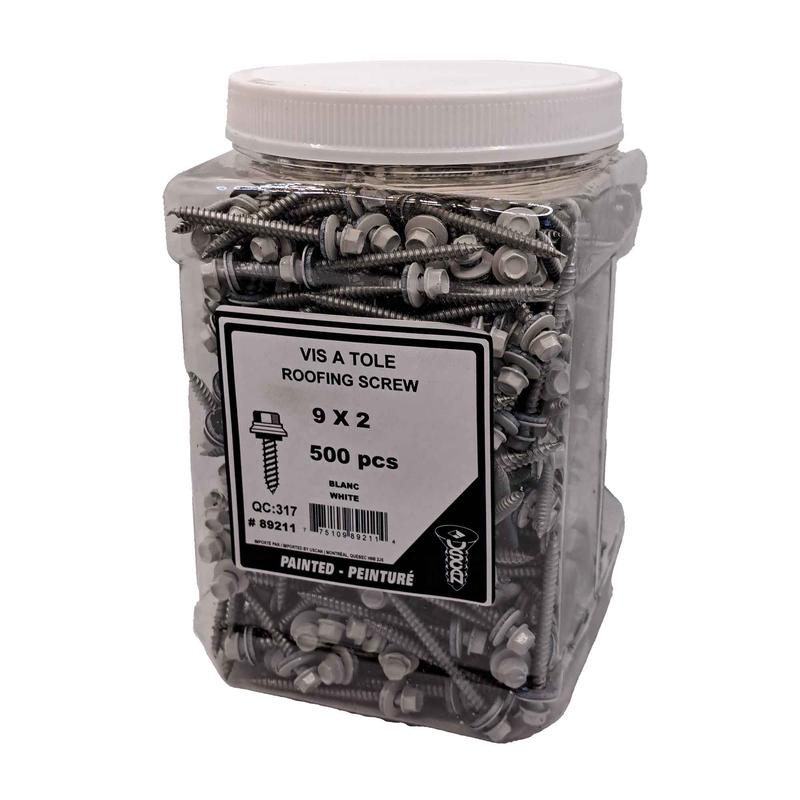 Vis  tle  tte de couleur blanche, #9 x 2" (500 units)