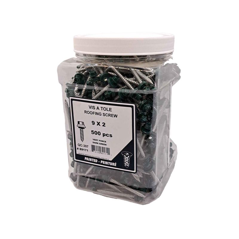 Vis  tle  tte de couleur vert fonc, #9 x 2" (500 units)