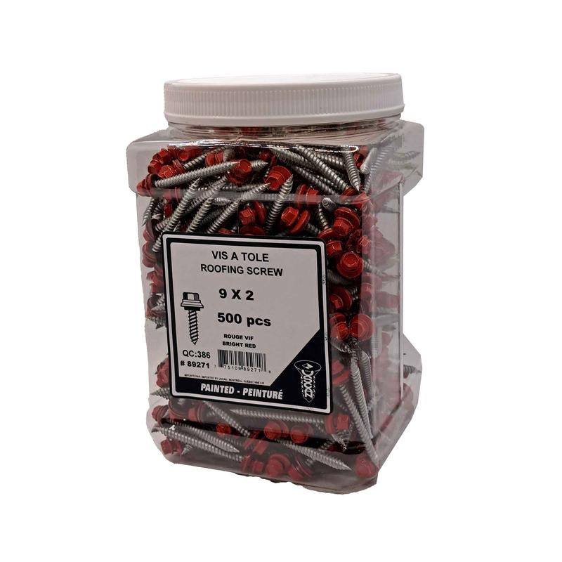 Vis  tle  tte de couleur rouge brillant, #9 x 2" (500 units)