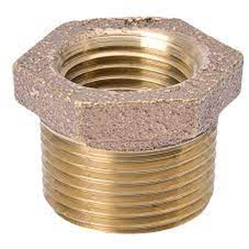 B & K Industries Hex Bushing Red Brass 1/4" x 1/8"