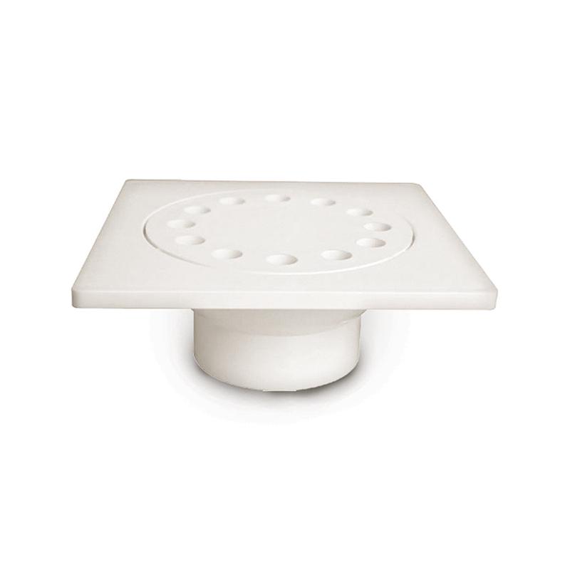 Braxton Harris Company 6 x 6 w/ 1-1/2 x 2 Outlet PVC Bell Trap Drain w/ Snap-in Lid (strainer)