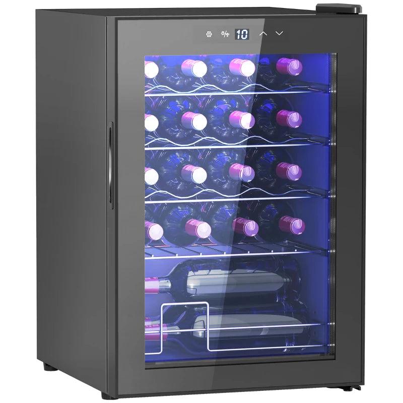 20-Bottle Countertop Wine Fridge - Black, Perfect for Home or Office, Stylish Wine Cooler with Adjustable Temperature