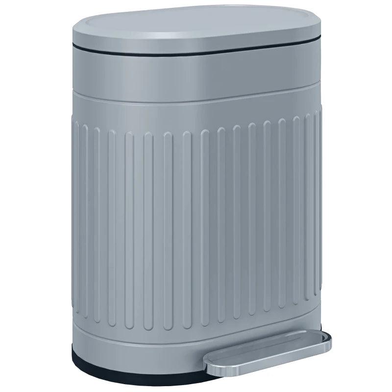 20L Grey Metal Kitchen Bin with Soft-Close Lid - Stylish and Durable Waste Container for Home and Office