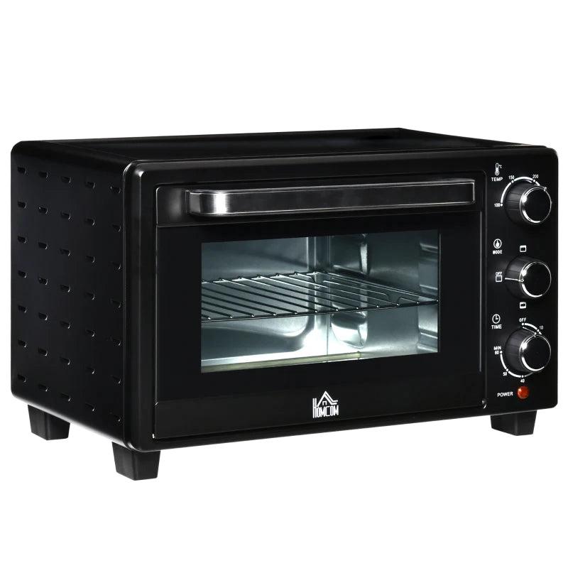 21L Mini Countertop Oven - Adjustable Temperature 100C-230C, Compact Black Design for Efficient Cooking