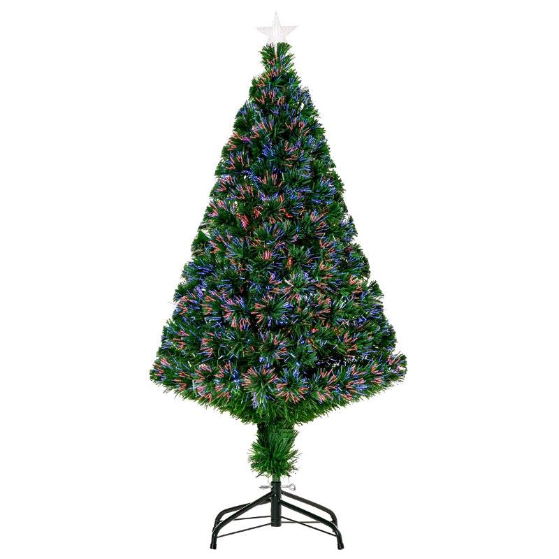 4FT Pre-Lit Fibre Optic Christmas Tree with Multi-Colour Lights & Tree Topper - Perfect Holiday Dcor for Xmas