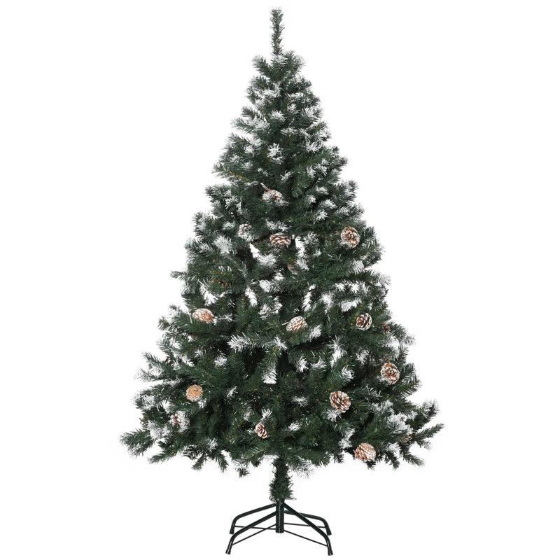 5FT Artificial Christmas Tree with Pine Cones - Automatic Open Holiday Decoration for Home - Lush Green Xmas Tree